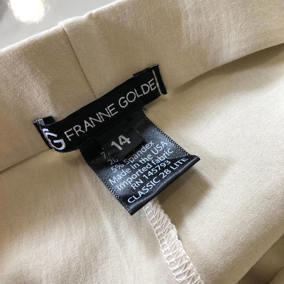 Franne Gold Beige Straight Pants Womens 14 Elastic High Rise Pull-On Tan Stretch - Picture 4 of 6